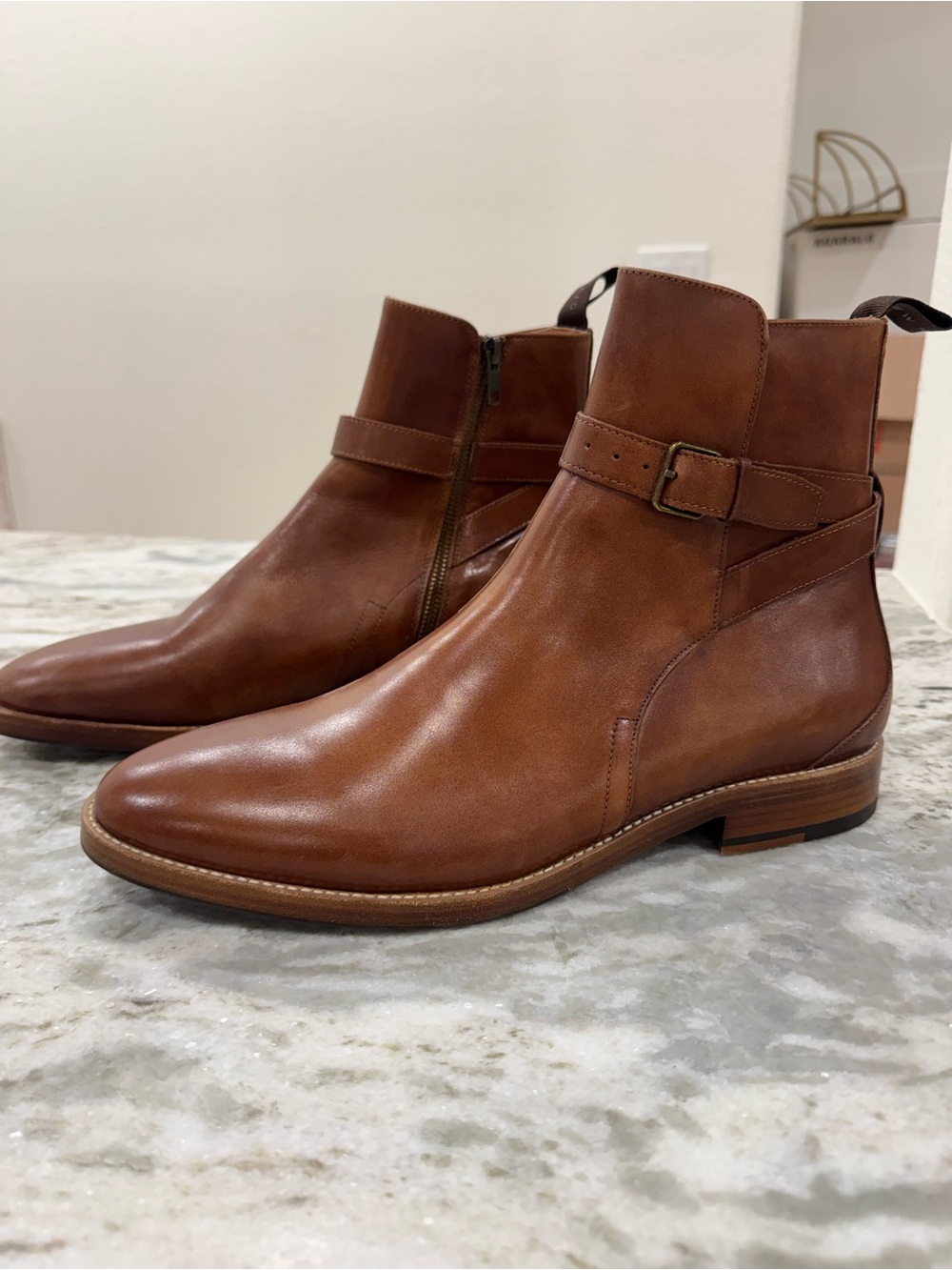 New Republic Men's Brown Leather Ankle Boots - Classic Chelsea Zip
